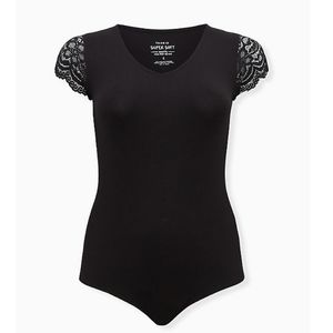 Super Soft Black Lace Sleeve Bodysuit